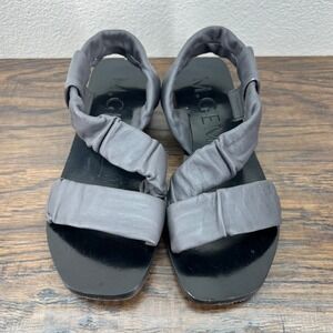 M. Gemi Womens 35‎ US 5 Gabriana Ruched Soft Leather Dark Gray Slip On Sandals